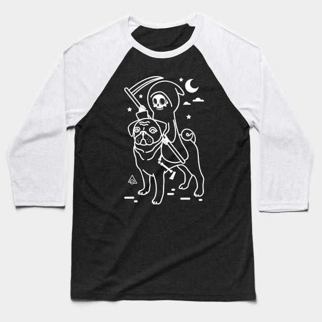 Death rides a pug Baseball T-Shirt by Eluviate